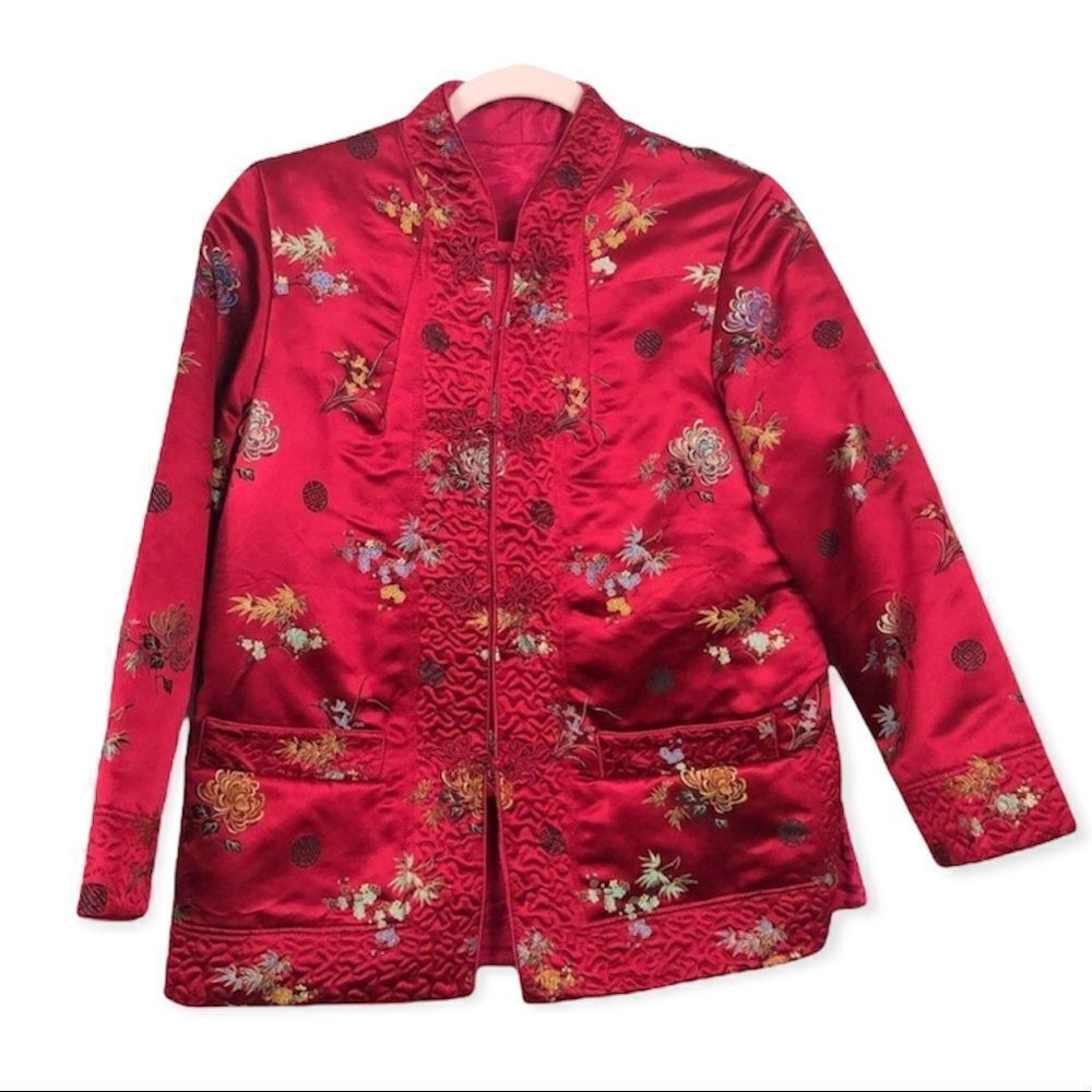 Vintage Asian Silky Embroidered Coat